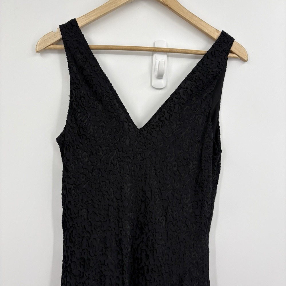 Vtg Ralph Lauren Maxi Dress Large  Whimsigoth 90s Y2K Silk Burnout Velvet Slip - Picture 4 of 9